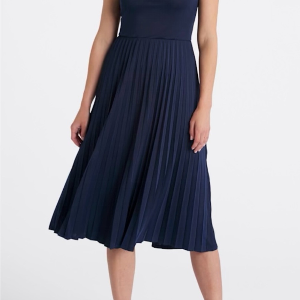41 Hawthorn Navy Pleated Midi Dress